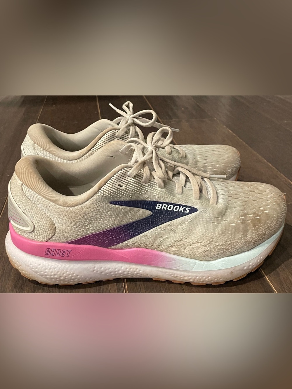 Brooks Women's White Running Shoes with Purple & Pink Accents